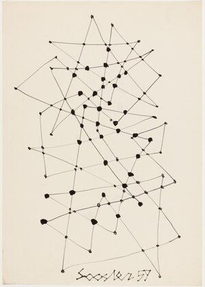 Abstraktne motiiv kolmnurkadega. 1959 Tušš, paber 27 x 19 cm