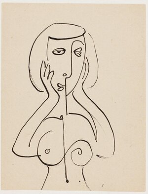 Poolakt. 1950. aastate lõpp. Tušš, paber 13 × 10 cm