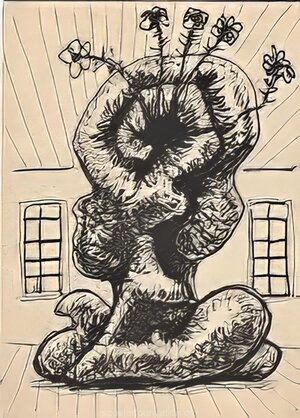 Amorphous Object with Flowers. 1959 Ink, paper 9.5 x 13 cm