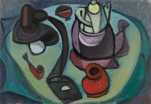 Picassolik natüürmort. 1958-1959. Õli, papp 61 x 75 cm