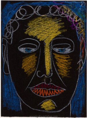 Black Head. Crayons, paper 24.2 x 17.8 cm