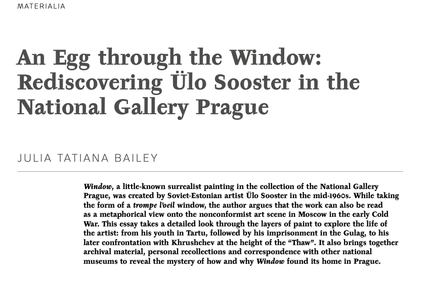 "Egg Through the Window: Rediscovering Ülo Sooster at the National Gallery Prague"