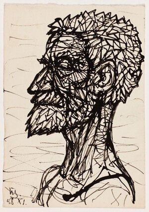 Head of a Bearded Man. 1958 Ink, paper 13.7 x 9.5 cm