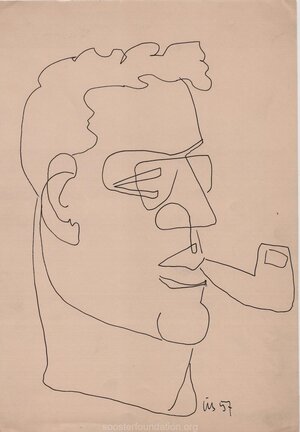 Juri Sobolevi portree. 1957. Tušš, paber. 27 × 19 cm