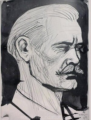 Nikolai Maslennikovi portree. 1959. Tušš, paber