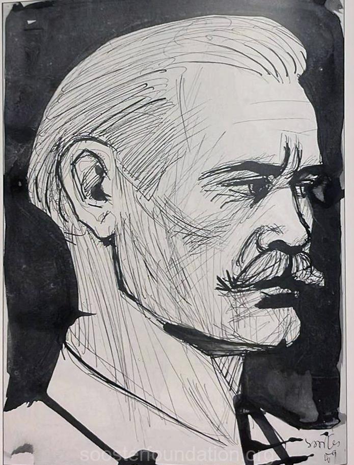 Portrait of Nikolay Maslennikov. 1959. Ink on paper