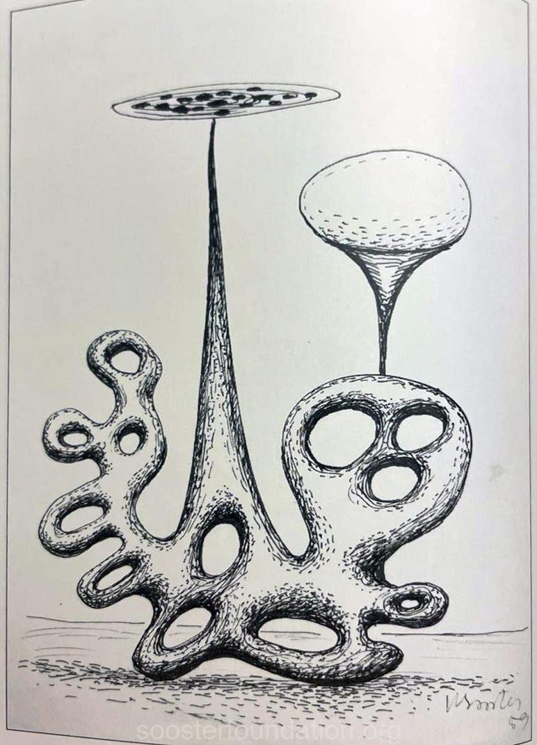 “Surrealistic Character”, 1959. Ink on paper. 27 × 19 cm