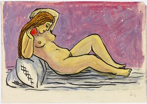 Akt. 1950. aastate Guašš, tušš, paber 13,4 x 19,1 cm
