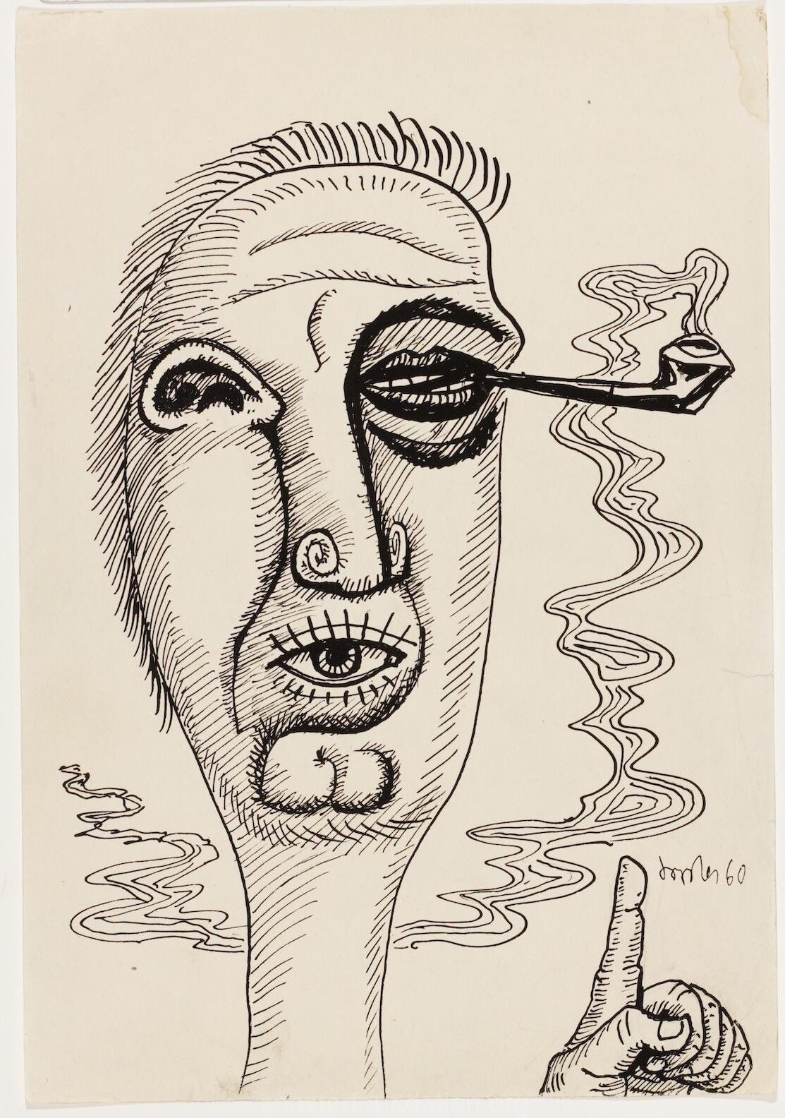 “Surrealistic Head”, 1960. Ink on paper. 29.6 × 20.5 cm