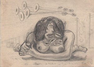Sürrealistlik kompositsioon. 1955 Paber, pliiats