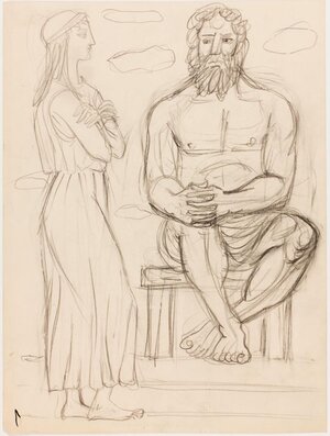 Composition with Antique Figures. 1950s Pencil, paper 25.3 x 19 cm