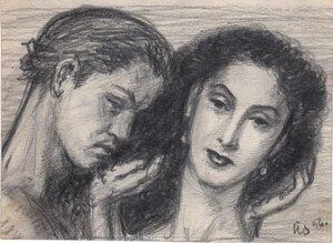 Armastusstseen. 1956 Pliiats, paber
