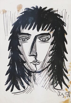 Portrait of a woman. 1958 Ink, paper 19.5 x 14 cm