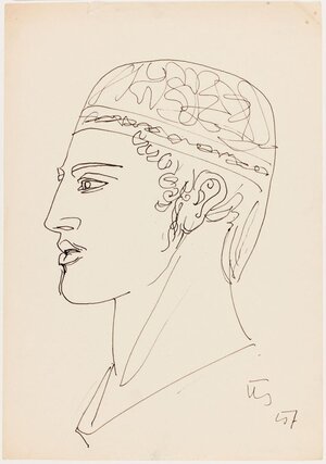 Antique Head. 1957 Ink, paper 28.5 x 20 cm