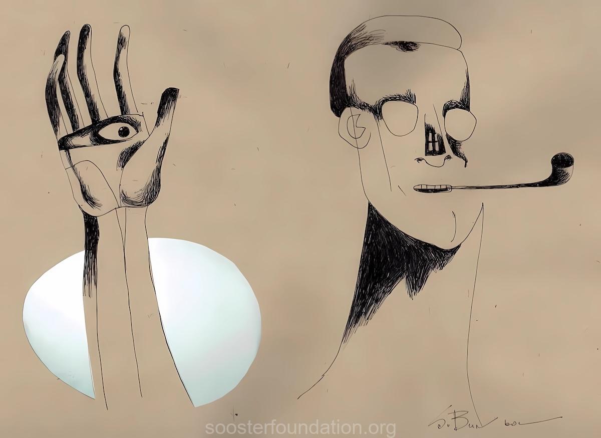 Sergey Bunkov  Homage to Ülo Sooster,  2024. Collage, Indian ink