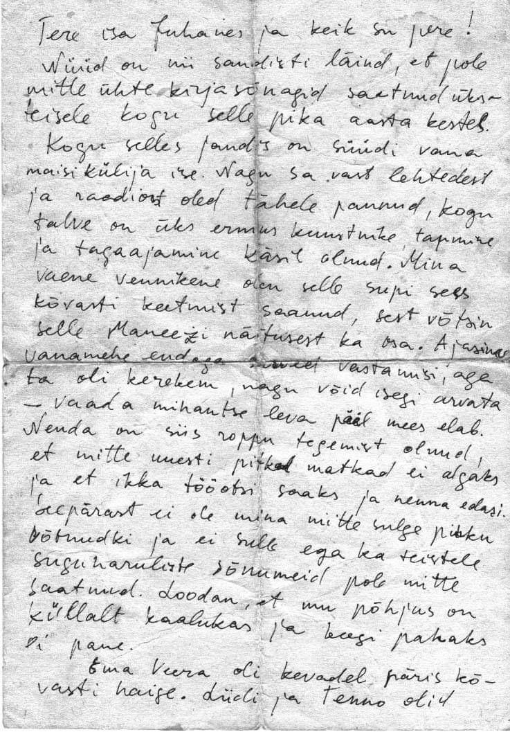 Ülo’s letter to his father