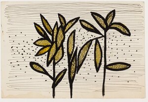 Lillemotiiv. Eelmine 1950. aastate lõpp, Tušš, akvarell, paber 13 x 19,3 cm