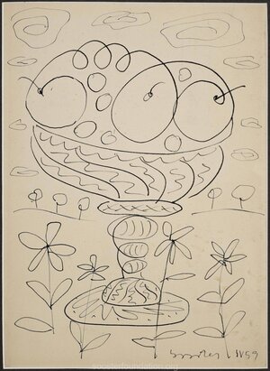 Still Life with Fruit Vase. 1959 Ink, pen, paper 27.2 × 19.5 cm