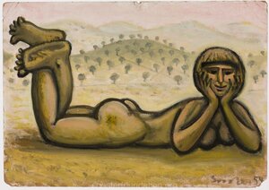 Lamav naine. 1959 Õli, papp 34 x 49 cm