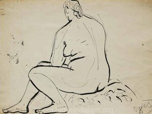 Alasti. 1958 Tušš paber 31 x 41,5 cm