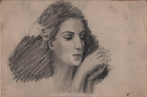 Lydia Serkhi portree. Karlag. 1955-56 Pliiats, paber